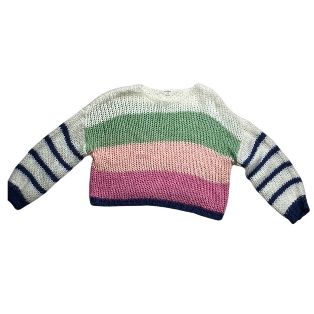 Johnny Bee Cotton Blend Striped Crew Neck Long Sleeve Sweater Women‎ XS